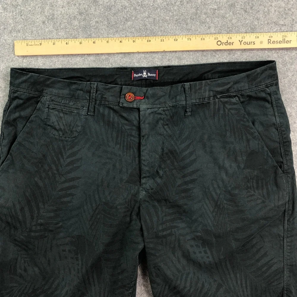 Psycho Bunny Mens Chino Shorts 38 Navy Blue Tropical Print Stretch Classic Fit - Picture 8 of 13